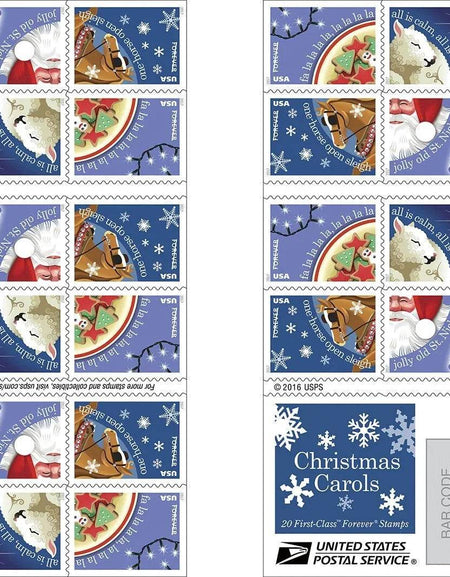 2017 USPS Christmas Carols Forever Postage Stamps 1set=5Sheets Was $73.00/set - stampworldstore
