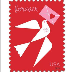 2024 Carrier pigeon love forever stamps 1set=5Sheets Was $73.00/set - stampworldstore