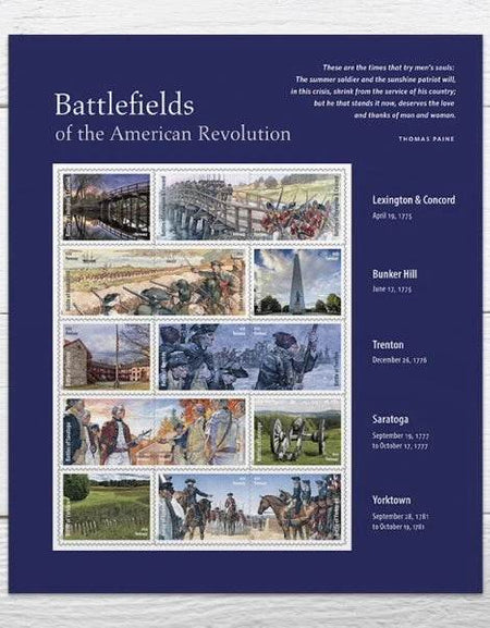 2025 Battlefields of the American Revolution Stamps Sheet of 15 1set=5Sheets Was $73.00/set - stampworldstore