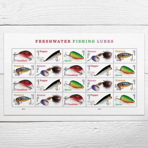 2025 Freshwater Fishing Lures Stamps Sheet of 20 1set=5Sheets Was $73.00/set - stampworldstore