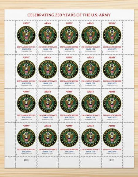 2025 U.S. Army 250th Anniversary Commemorative Stamps 1set=5Sheets Was $73.00/set - stampworldstore