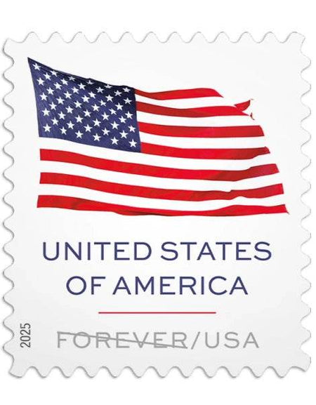 U.S. Flag 2025 Stamps roll coil of 100 Was $73.00/roll - stampworldstore