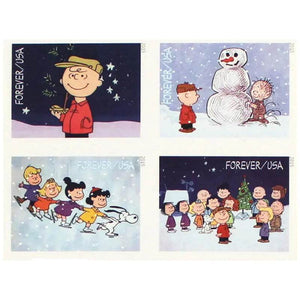2015 USPS Charlie Brown Xmas Pane of 20 Forever Postage Stamps 1set=5Sheets Was $73.00/set - stampworldstore