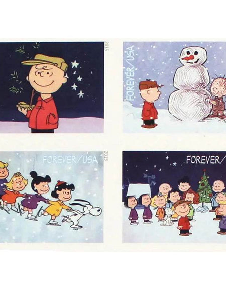 2015 USPS Charlie Brown Xmas Pane of 20 Forever Postage Stamps 1set=5Sheets Was $73.00/set - stampworldstore