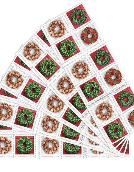 2019 USPS Christmas Tradition Celebration Holiday Wreaths Forever Stamps 1set=5Sheets Was $73.00/set - stampworldstore