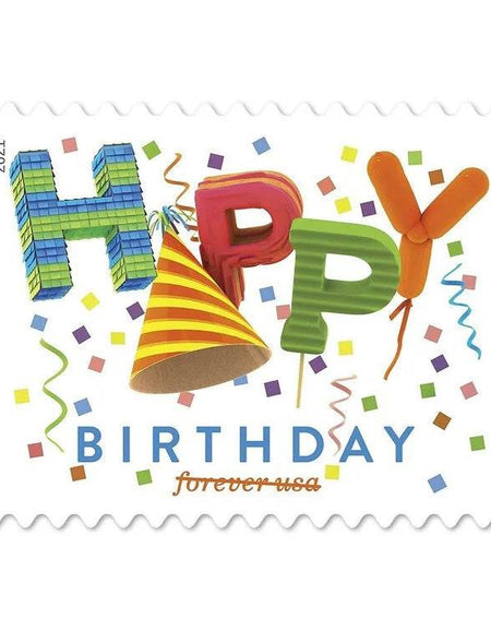 2021 USPS Happy Birthday Forever Stamps 1set=5Sheets Was $73.00/set - stampworldstore