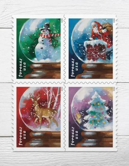 2023 US Snow Globes Booklet Stamps 1set=5Sheets Was $73.00/set - stampworldstore