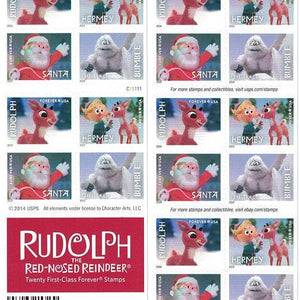 2014 USPS Rudolph the Red-Nosed Reindeer Forever Stamps 1set=5Sheets Was $73.00/set - stampworldstore