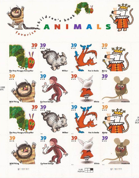 2006 U.S. Children’s Book Animals 16-Stamp Sheet 1set=5Sheets Was $73.00/set - stampworldstore