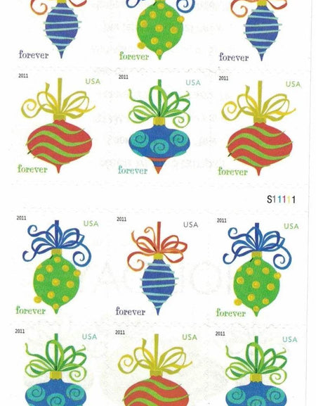 2011 US Holiday Baubles Forever Stamps Booklet of 20 1set=5Sheets Was $73.00/set - stampworldstore