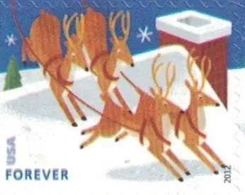 2012 US Stamp Santa & Sleigh - Booklet of 20 Forever Stamps 1set=5Sheets Was $73.00/set - stampworldstore