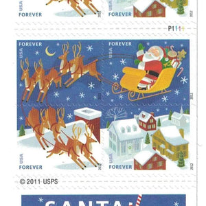 2012 US Stamp Santa & Sleigh - Booklet of 20 Forever Stamps 1set=5Sheets Was $73.00/set - stampworldstore