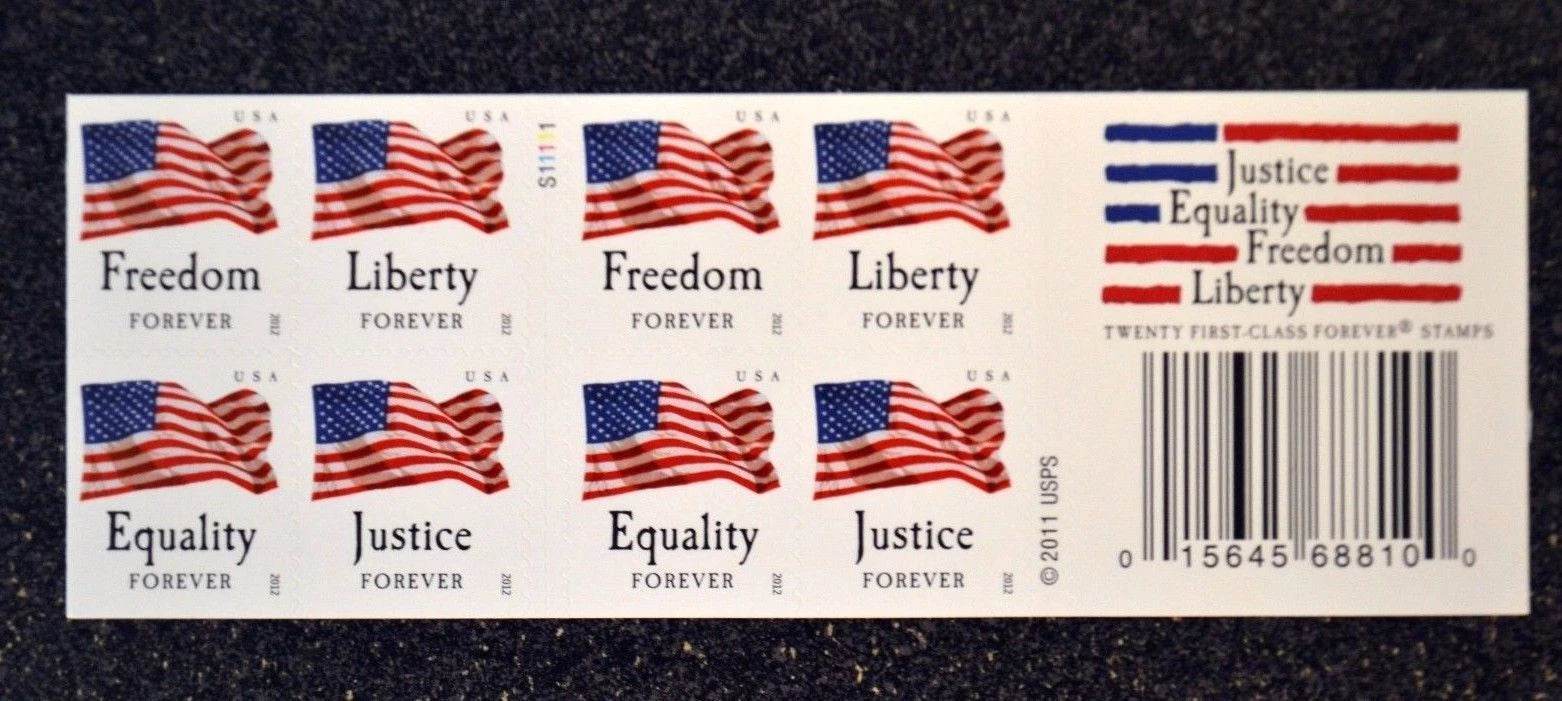 2012 Forever Stamps Four Flags Sheetst of 20 1set=5Sheets Was $73.00/set - stampworldstore