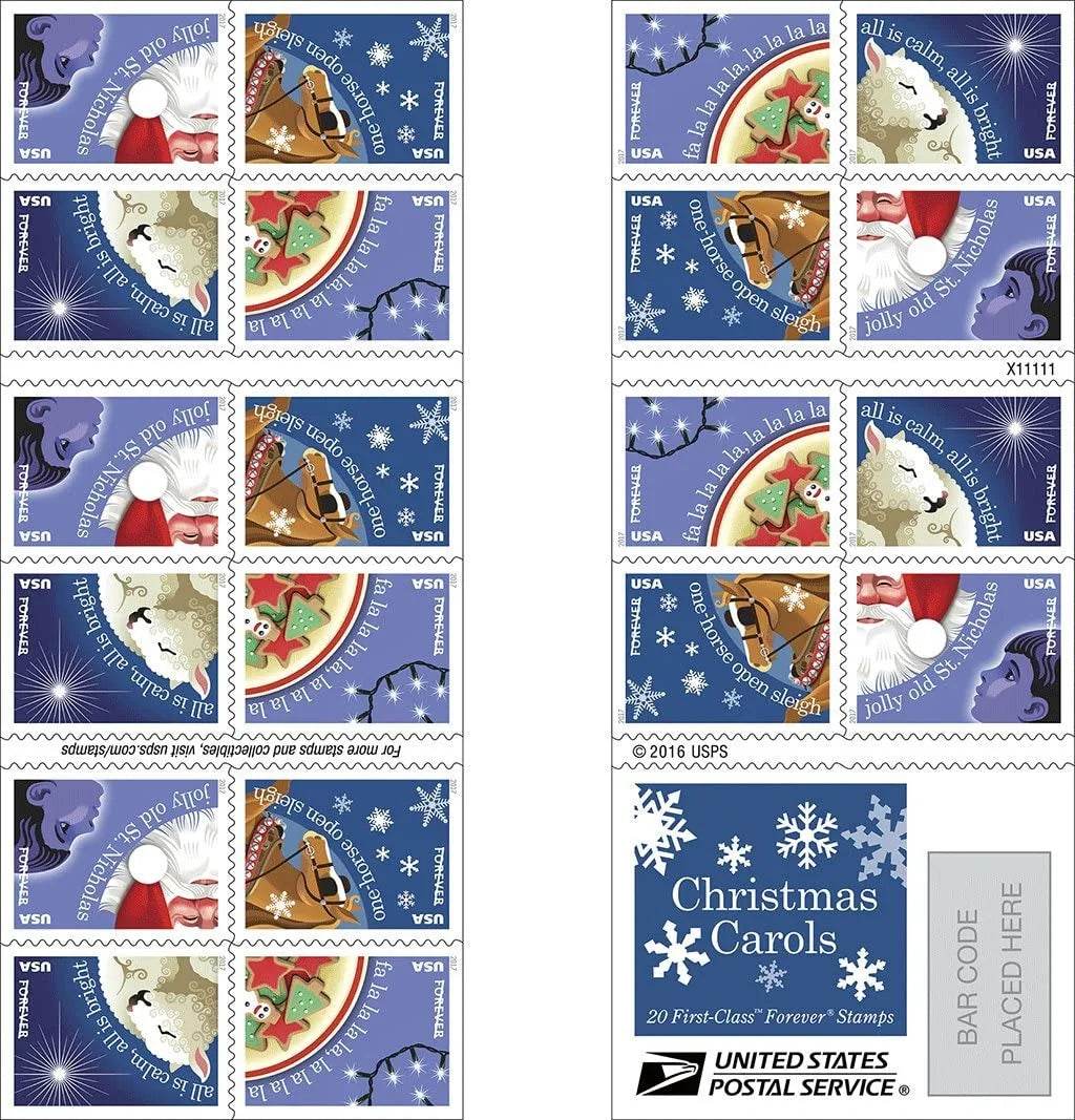 2017 USPS Christmas Carols Forever Postage Stamps 1set=5Sheets Was $73.00/set - stampworldstore