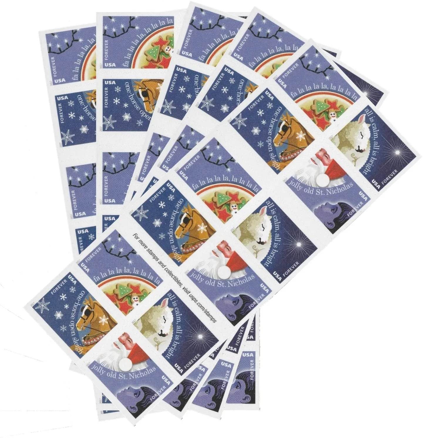 2017 USPS Christmas Carols Forever Postage Stamps 1set=5Sheets Was $73.00/set - stampworldstore
