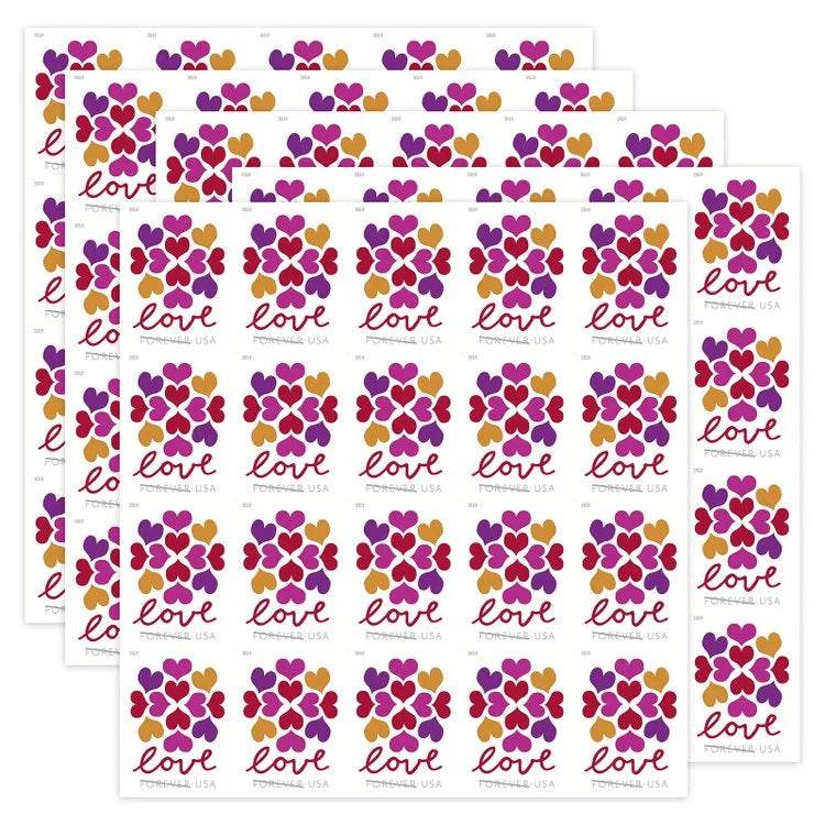 2019 USPS Hearts Blossom Love Forever Stamps 1set=5Sheets Was $73.00/set - stampworldstore