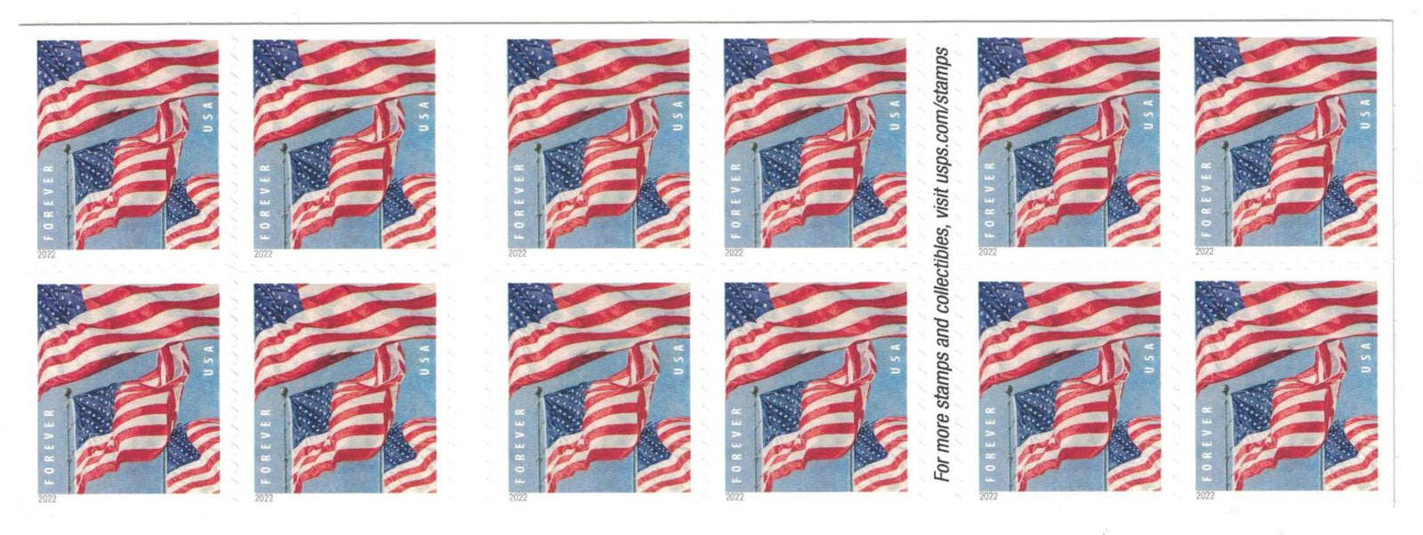 USPS U.S Flag 2022 Forever Stamps 1set=5Sheets Was $73.00/set - stampworldstore