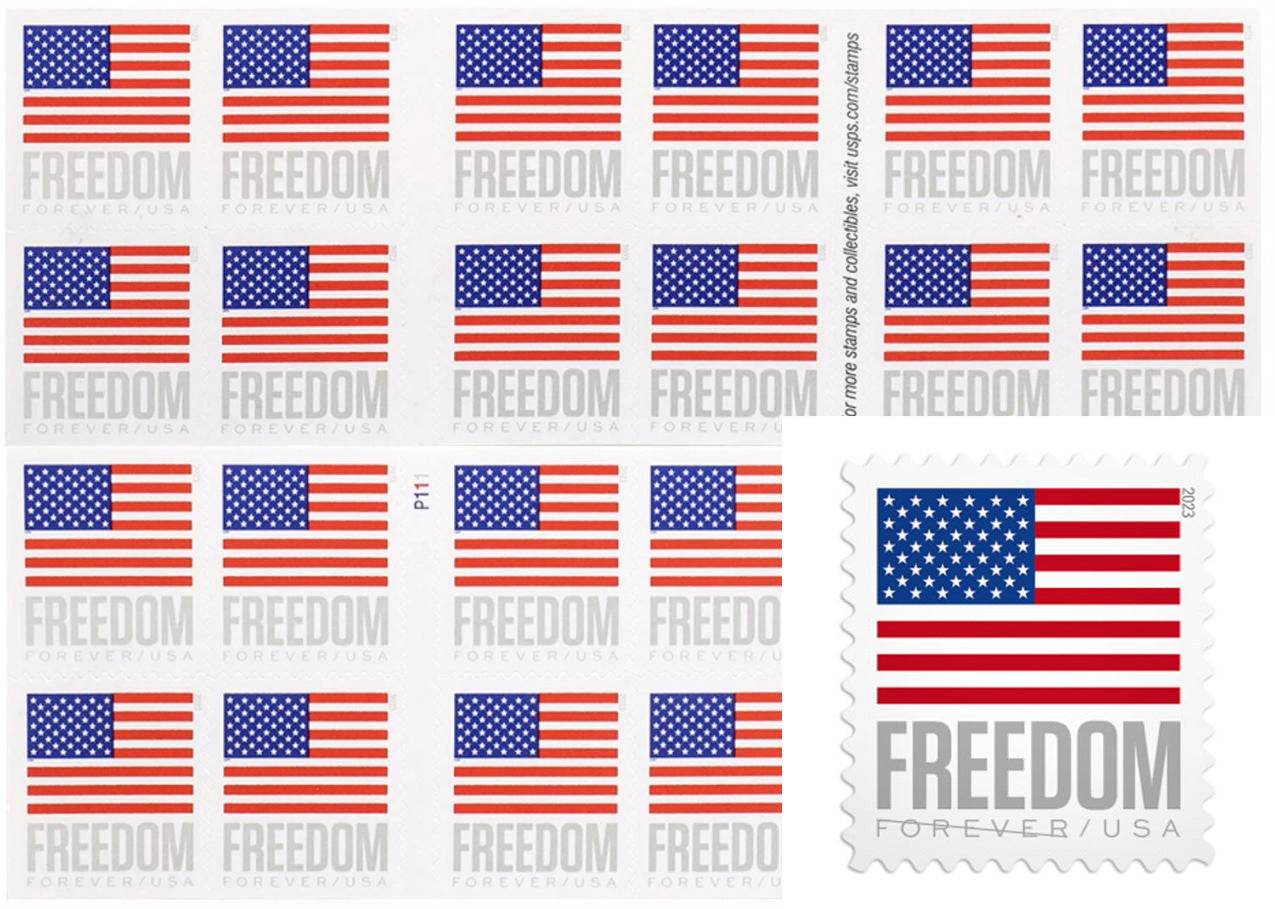 2023 US FREEDOM FLAG 1set=5Sheets Was $73.00/set - stampworldstore