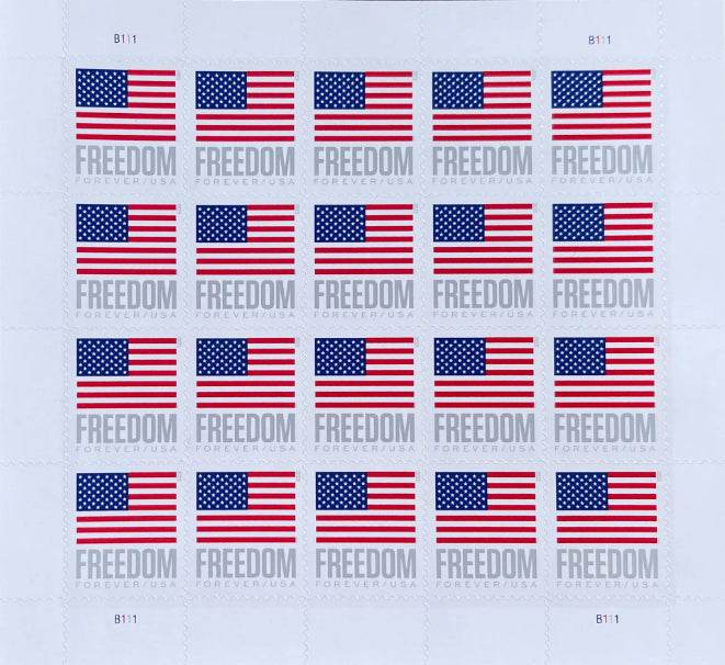 Freedom Flag 2023 USPS Forever Postage Stamp 1 Sheet of 20 1set=5Sheets Was $73.00/set - stampworldstore