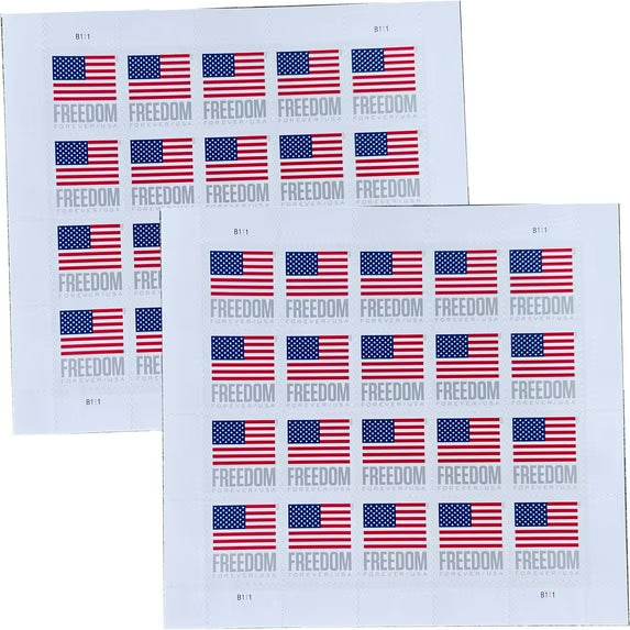 Freedom Flag 2023 USPS Forever Postage Stamp 1 Sheet of 20 1set=5Sheets Was $73.00/set - stampworldstore