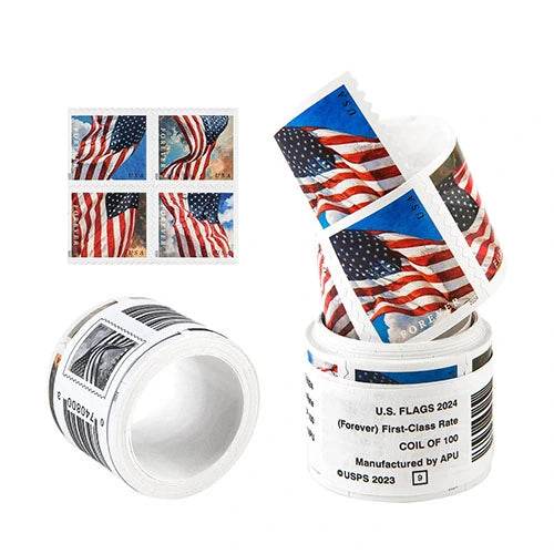 2024 USPS Forever American Flag Stamps Rolls Was $73.00/roll - stampworldstore