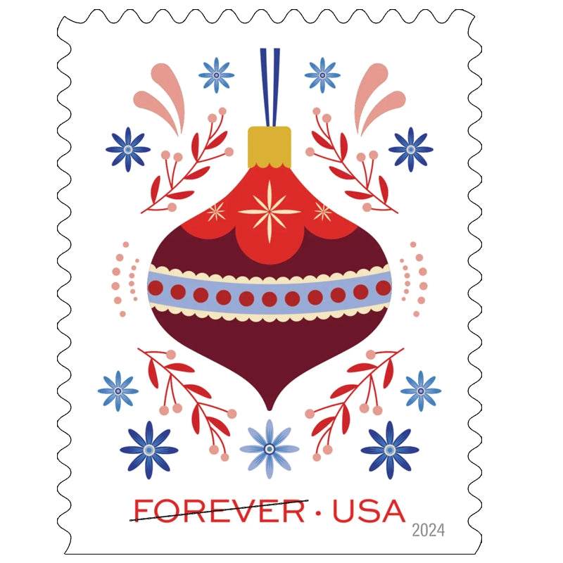 2024 Holiday Joy Forever Stamps, Sheets of 20 1set=5Sheets Was $73.00/set - stampworldstore