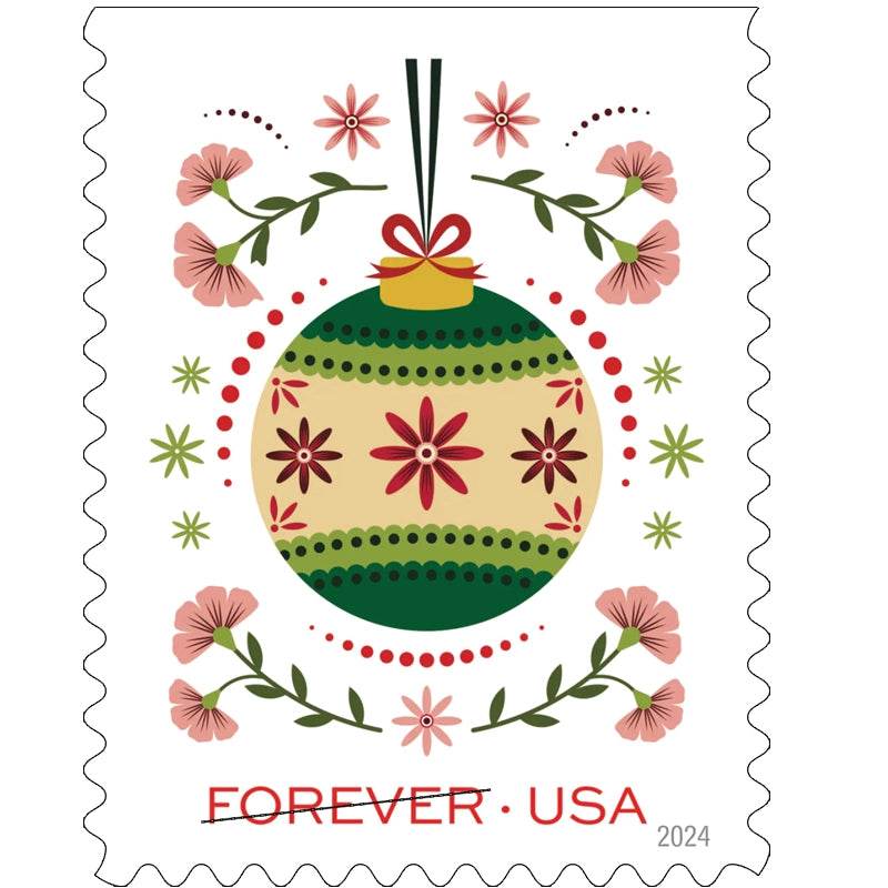 2024 Holiday Joy Forever Stamps, Sheets of 20 1set=5Sheets Was $73.00/set - stampworldstore