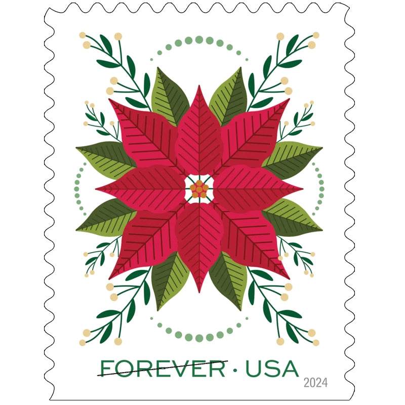2024 Holiday Joy Forever Stamps, Sheets of 20 1set=5Sheets Was $73.00/set - stampworldstore