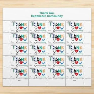2024 Thank You, Healthcare CommunityStamps, Sheet of 20 Forever 1set=5Sheets Was $73.00/set - stampworldstore