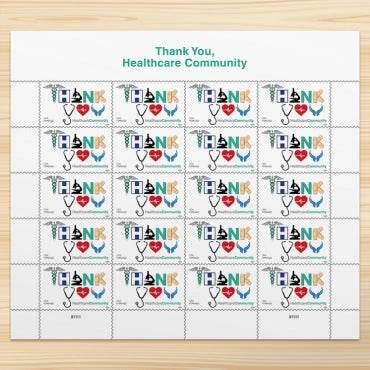 2024 Thank You, Healthcare CommunityStamps, Sheet of 20 Forever 1set=5Sheets Was $73.00/set - stampworldstore