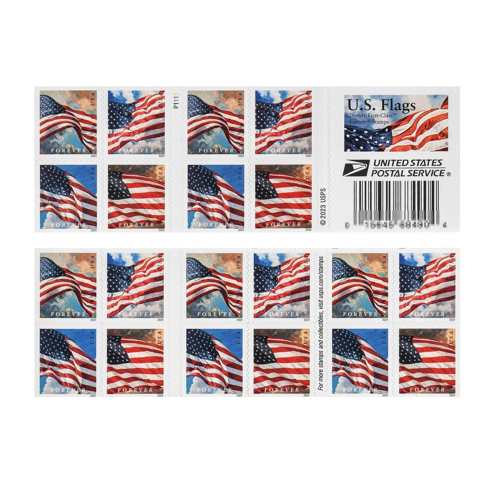 2024 US Flags Forever First Class Postage Stamps(Sheet of 20) 1set=5Sheets Was $73.00/set - stampworldstore