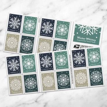 2024 Winter Whimsy Stamps, Sheets of 20 1set=5Sheets Was $73.00/set - stampworldstore