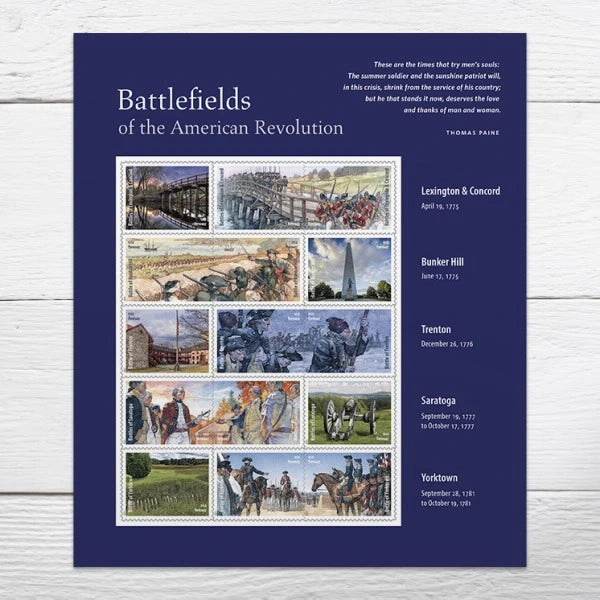 2025 Battlefields of the American Revolution Stamps Sheet of 15 1set=5Sheets Was $73.00/set - stampworldstore