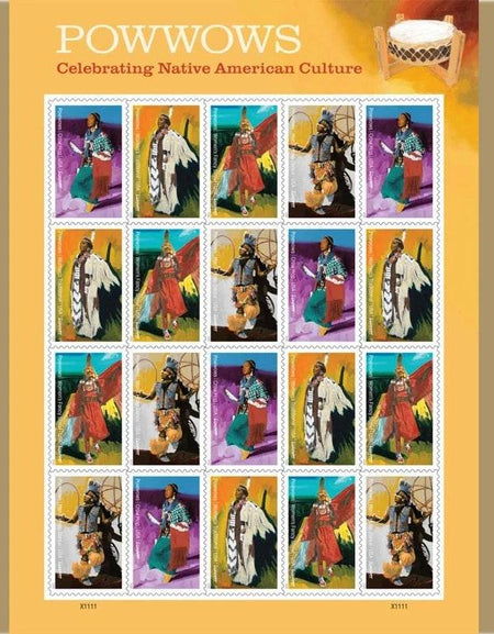 2025 Powwows Celebrating Native AmericanCulture Stamps Sheet of 20 1set=5Sheets Was $73.00/set - stampworldstore