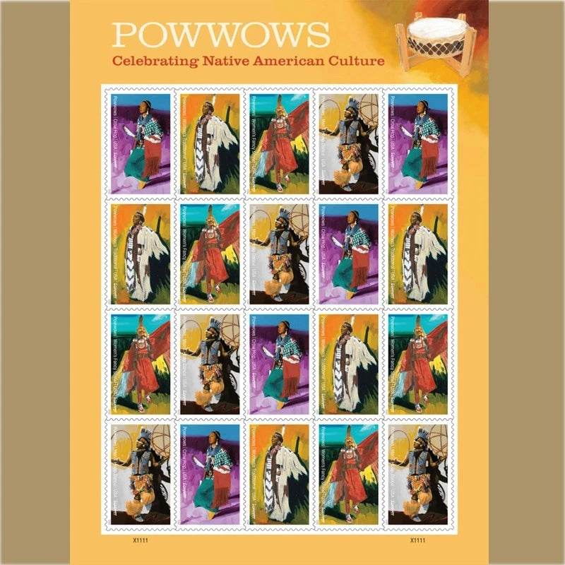 2025 Powwows Celebrating Native AmericanCulture Stamps Sheet of 20 1set=5Sheets Was $73.00/set - stampworldstore