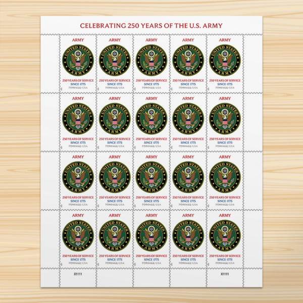 2025 U.S. Army 250th Anniversary Commemorative Stamps 1set=5Sheets Was $73.00/set - stampworldstore