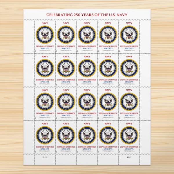 2025 U.S. Navy 250th Anniversary Commemorative Stamps, Sheet of 20 1set=5Sheets Was $73.00/set - stampworldstore