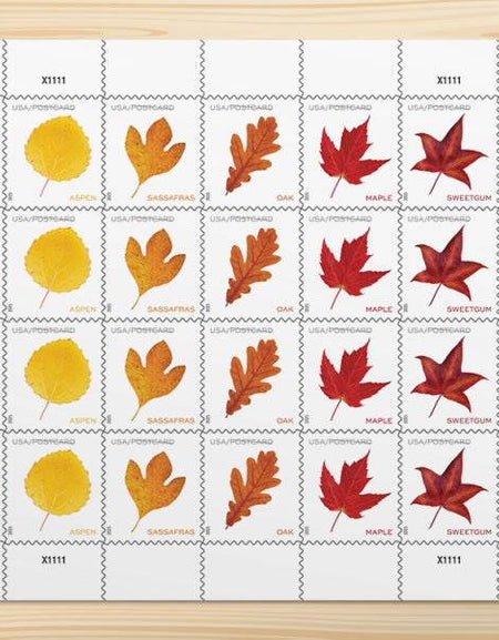 2025 Vibrant Leaves Postcard Stamps Sheet of 20 1set=5Sheets Was $73.00/set - stampworldstore