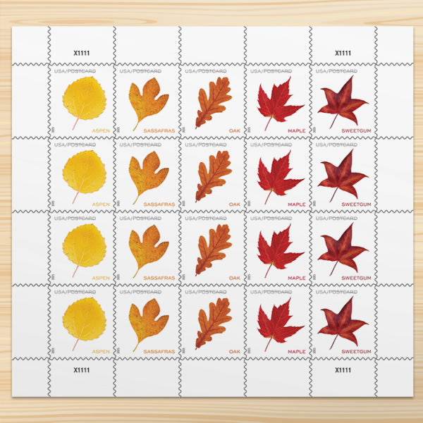 2025 Vibrant Leaves Postcard Stamps Sheet of 20 1set=5Sheets Was $73.00/set - stampworldstore