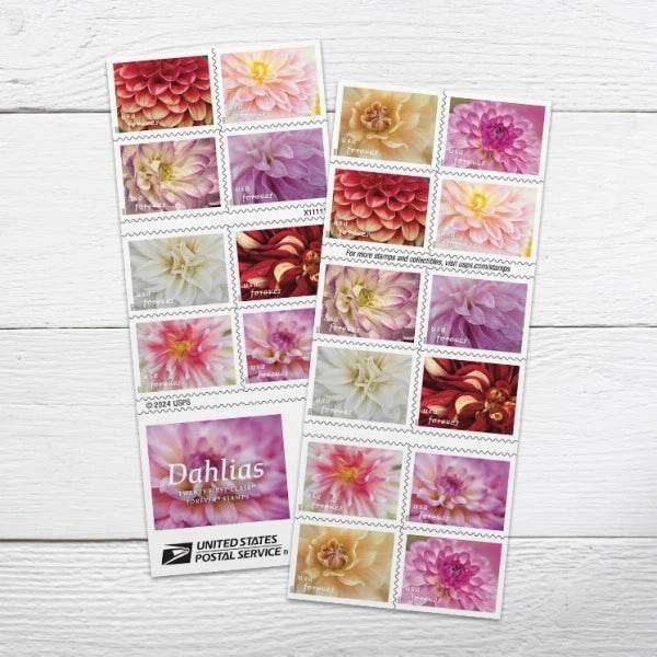 2025 Dahlias Stamps Sheets of 20 1set=5Sheets Was $73.00/set - stampworldstore