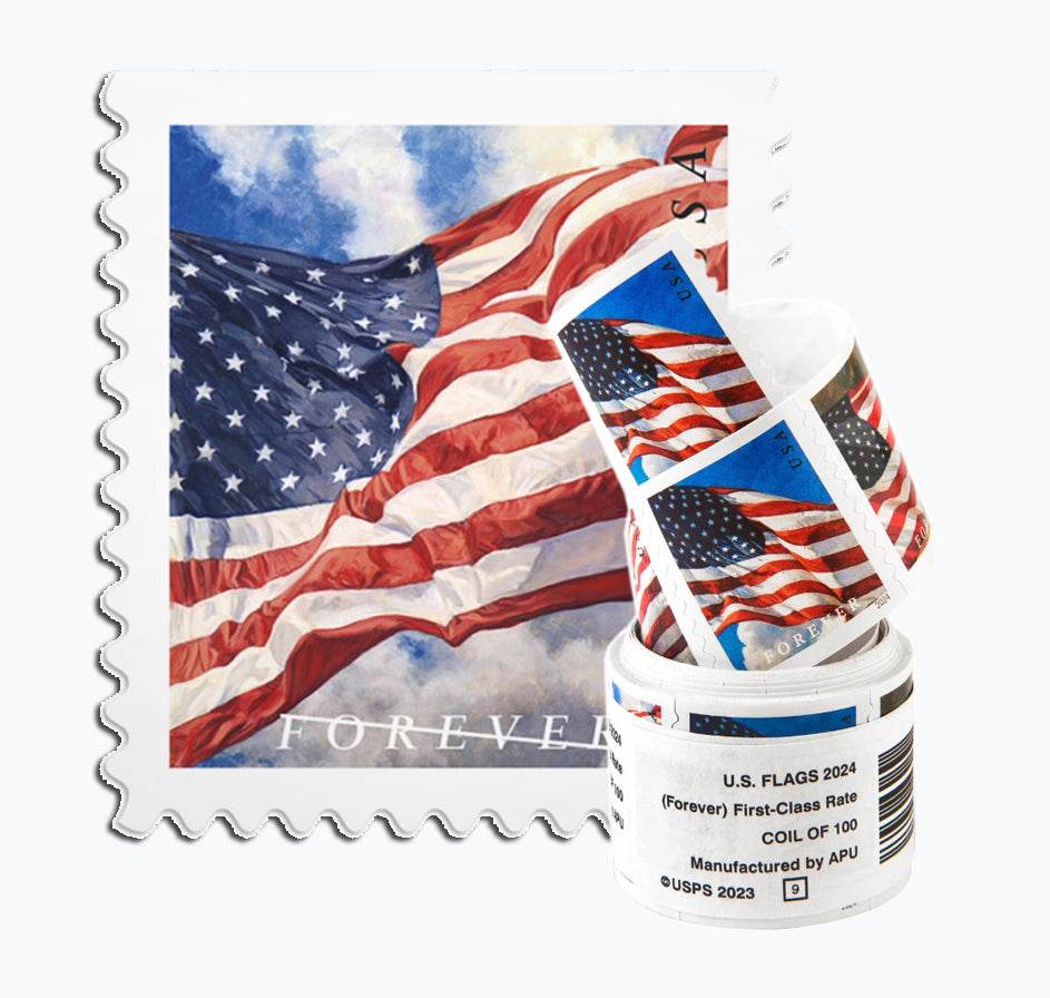2024 USPS Forever American Flag Stamps Rolls Was $73.00/roll - stampworldstore