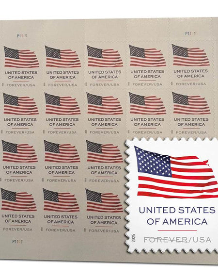 U.S. Flag 2025 Stamps Sheet of 20. 1set=5Sheets Was $73.00/set - stampworldstore