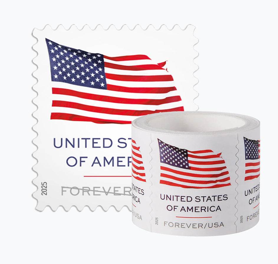 U.S. Flag 2025 Stamps roll coil of 100 Was $73.00/roll - stampworldstore