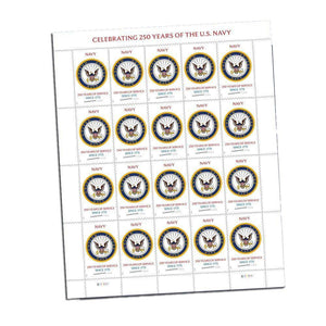 2025 U.S. Navy 250th Anniversary Commemorative Stamps, Sheet of 20 1set=5Sheets Was $73.00/set - stampworldstore