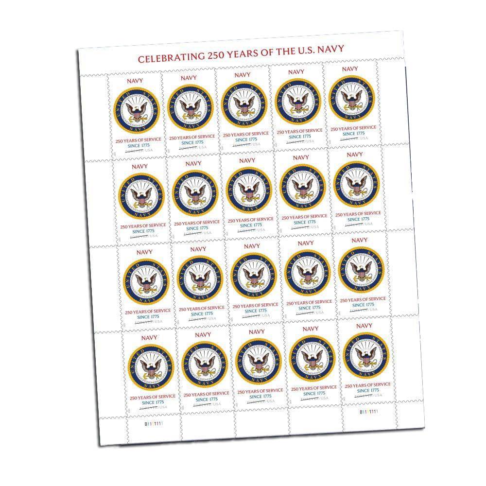 2025 U.S. Navy 250th Anniversary Commemorative Stamps, Sheet of 20 1set=5Sheets Was $73.00/set - stampworldstore