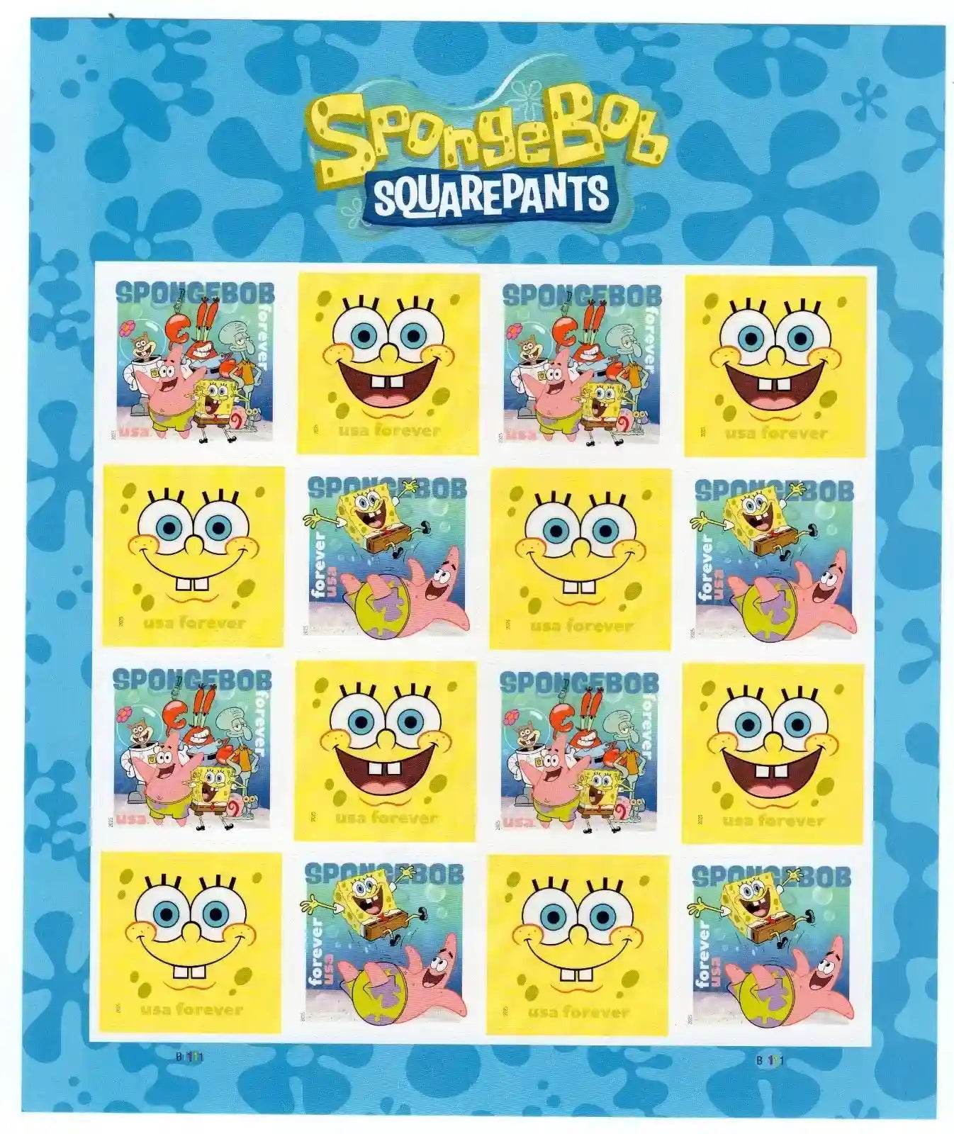 2025 SpongeBob SquarePants Stamps 1set=5Sheets Was $73.00/set - stampworldstore