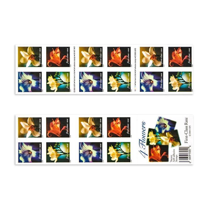 2000 US 34c Self Adhesive Four Flowers First Class Stamps 1set=5Sheets Was $73.00/set - stampworldstore