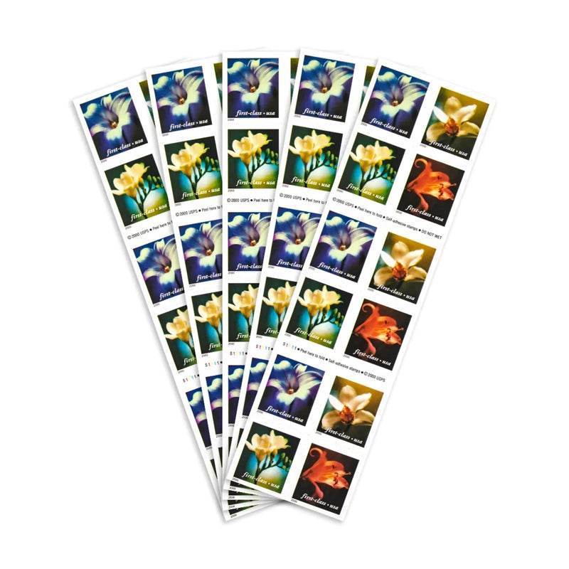 2000 US 34c Self Adhesive Four Flowers First Class Stamps 1set=5Sheets Was $73.00/set - stampworldstore