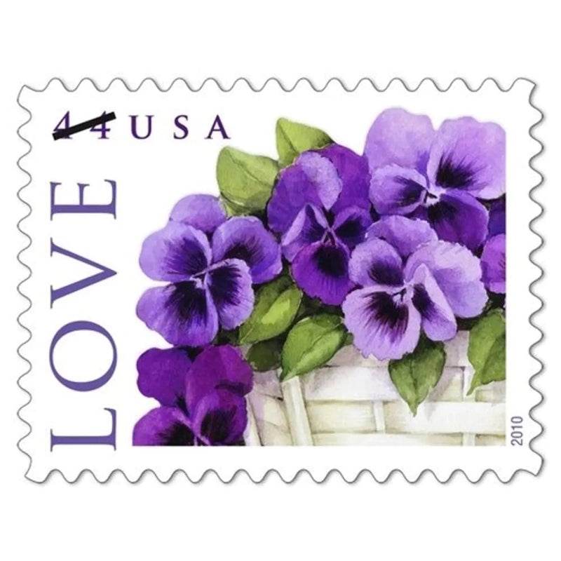 2010 LOVE: Pansies in a Basket Collectible Stamp Sheet of Twenty 44 Cent Stamps 1set=5Sheets Was $73.00/set - stampworldstore