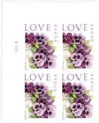 2010 LOVE: Pansies in a Basket Collectible Stamp Sheet of Twenty 44 Cent Stamps 1set=5Sheets Was $73.00/set - stampworldstore